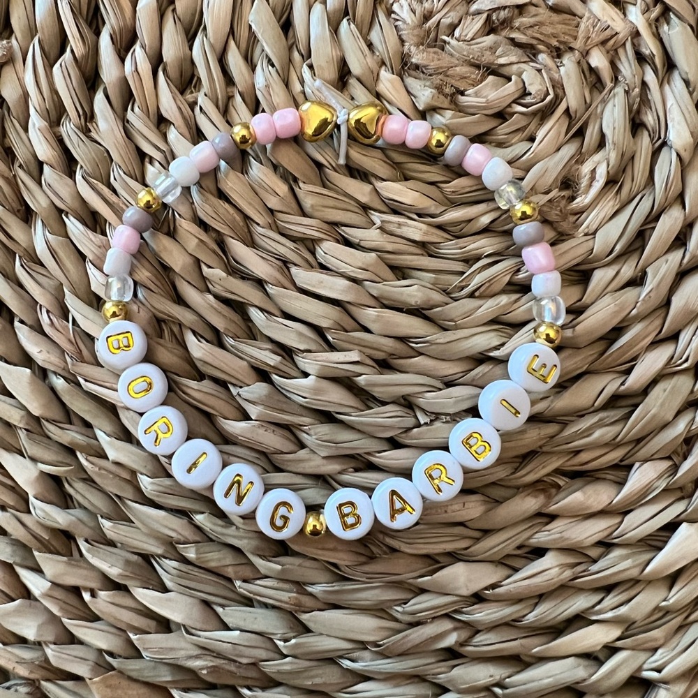 Taylor Swift Boring Barbie Pink and Gold Beaded Bracelet